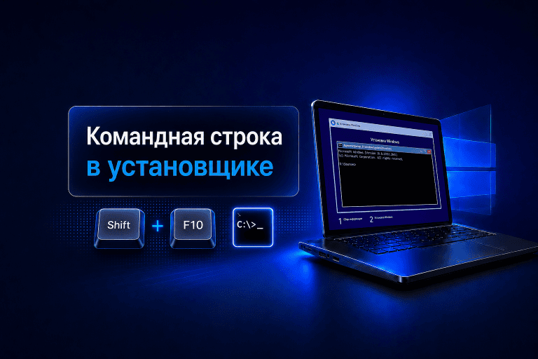 Как открыть командную строку в установщике Windows