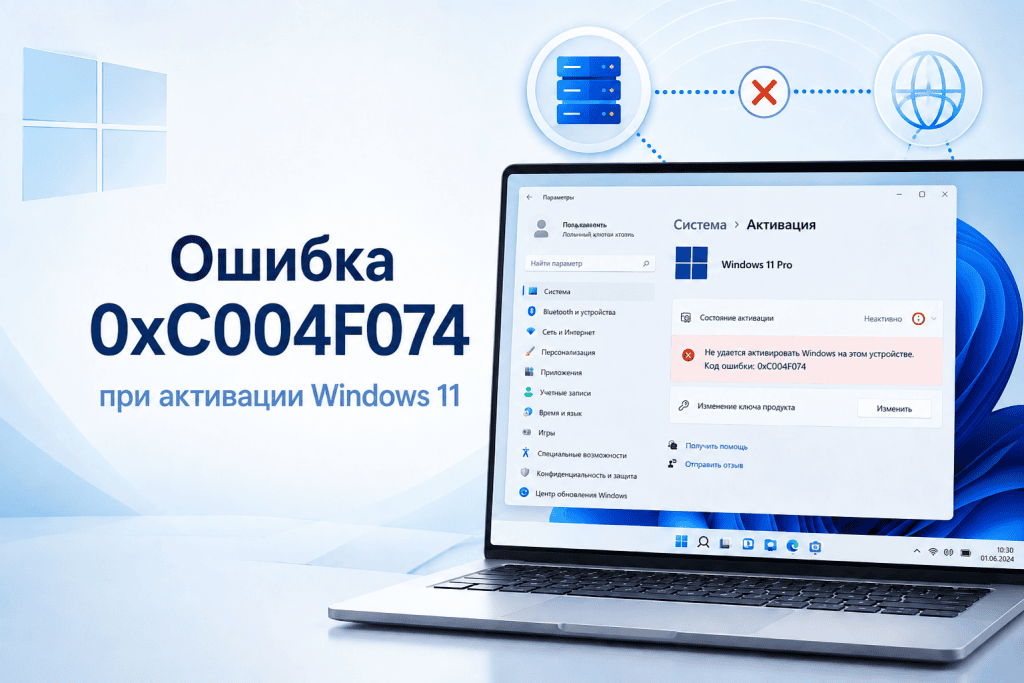 Ошибка 0xC004F074 при активации Windows 11: причины и что делать