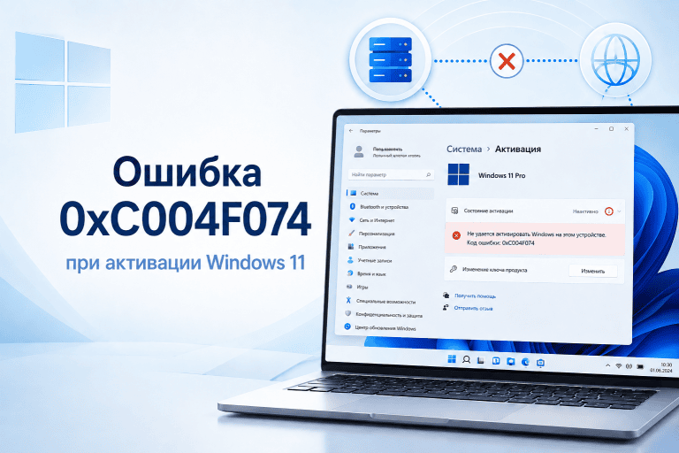 Ошибка 0xC004F074 при активации Windows 11: причины и что делать